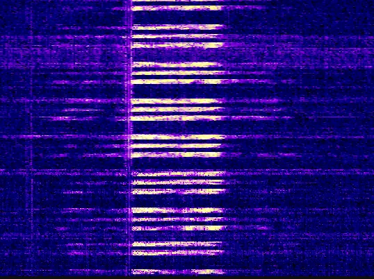 Shortwave radio waterfall view of E07 number station